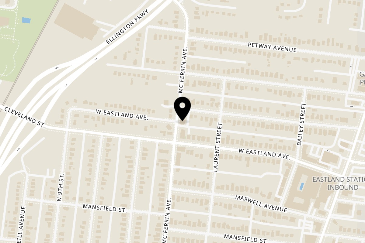 Map showing the location of The Pharmacy Burger Parlor & Beer Garden on 731 Mcferrin Ave in Nashville